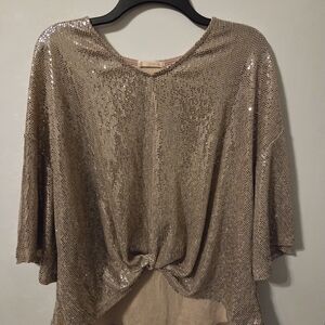 Elegant Sequin Women's Blouse - Gold